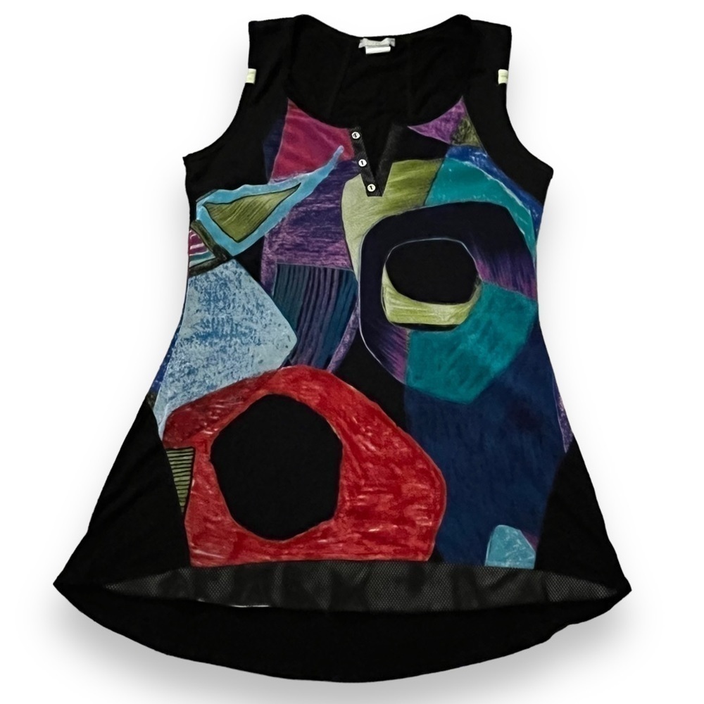 Dolcezza Mixed Mesh Knit Tank Top Tunic Small